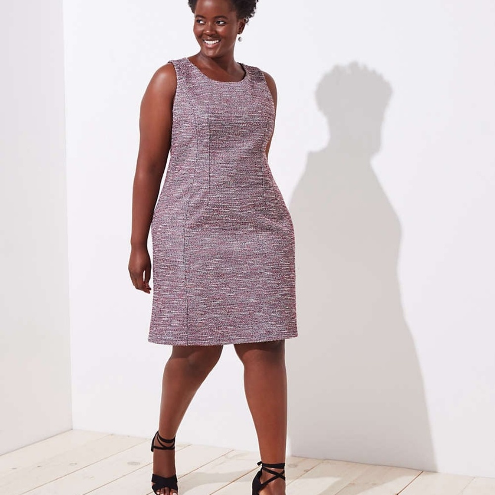 NWT Loft plus burgundy/gray boucle sheath dress